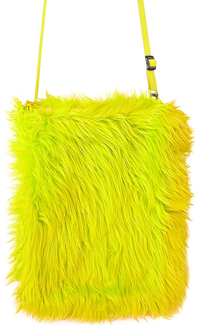 Flauschige Plüsch Handtasche neon gelb – - Main Image